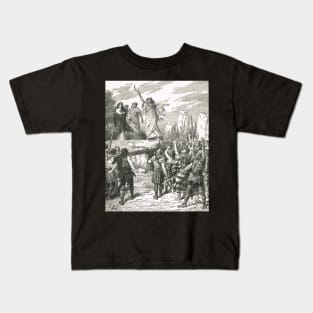 Druids inciting Britons against the Romans.  Roman conquest of Britain 43–84 AD Kids T-Shirt